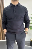 Erkek Düğmeli Polo Yaka Kazak Lacivert Edw231 - 1