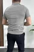 Erkek Açık Yaka Bloklu Tişört Gri Edw237 - 3
