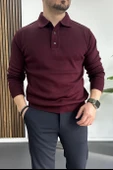 Erkek Düğmeli Polo Yaka Kazak Bordo Edw231 thumbnail 2