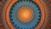 Turuncu Franktal Mandala Etnik Motif Duvar Kağıdı thumbnail 7