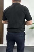 Erkek Açık Yaka Desenli Tişört Siyah Edw238 - 4