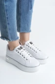 MINA Beyaz Gümüş Bağcıklı Ortopedik Taban Kadın Sneaker Spor Ayakkabı - 1