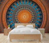 Turuncu Franktal Mandala Etnik Motif Duvar Kağıdı thumbnail 2