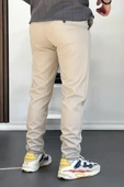 Erkek Beli Düğmeli Dar Paça Jogger Pantolon Bej Edw224 - 2