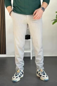 Erkek Beli Düğmeli Dar Paça Jogger Pantolon Gri Edw224 - 1