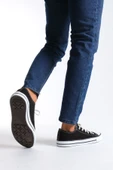 Luke Siyah Bağcıklı Keten Kumaş Erkek Günlük Sneaker Ayakkabı - 3