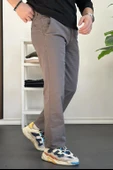 Erkek Pamuklu Chino Pantolon Standart Kalıp Gri Edw225 - 2