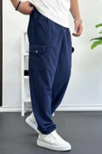Erkek Baggy Kalıp Kargo Cepli Pantolon Lacivert Edw131 - 2