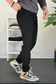 Erkek Beli Düğmeli Dar Paça Jogger Pantolon Siyah Edw224 thumbnail 2