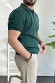 Erkek Polo Yaka Fermuarlı Desenli Tişört Koyu Yeşil Edw262 - 3