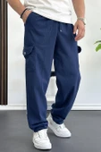 Erkek Baggy Kalıp Kargo Cepli Pantolon Lacivert Edw131 - 1