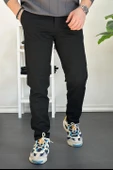 Erkek Beli Düğmeli Dar Paça Jogger Pantolon Siyah Edw224 thumbnail 1
