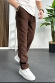 Erkek Rahat Kesim Keten Pantolon Kahverengi Edw138 thumbnail 2