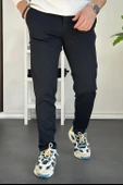 Erkek Beli Düğmeli Dar Paça Jogger Pantolon Lacivert Edw224 - 1
