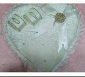 Söz Nişan Tepsisi Ahşap kadife kaplama yüzüklük kalp beyaz/ gümüş - 2