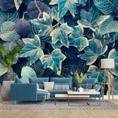 Mavi Yaprak Arka Plan Duvar Kağıdı thumbnail 1