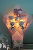 Sole Sevgiliye Led ıŞIKLI Özel Pembe Konsept Balonlu Romantik Peluş Ayıcık Buketi - 1