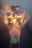 Sole Sevgiliye Led ıŞIKLI Özel Pembe Konsept Balonlu Romantik Peluş Ayıcık Buketi - 3