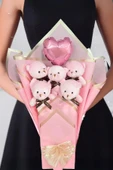 Sole Sevgiliye Led ıŞIKLI Özel Pembe Konsept Balonlu Romantik Peluş Ayıcık Buketi - 6