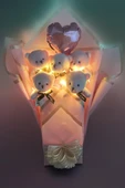 Sole Sevgiliye Led ıŞIKLI Özel Pembe Konsept Balonlu Romantik Peluş Ayıcık Buketi - 5