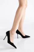 Dorethy Kadın Topuklu Ayakkabı Siyah Süet Stiletto - 1