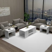 Arnetti Sartos 3'lü Zigonlu Modern Orta Sehpa Salon Sehpası, Beyaz - Sartos - 6