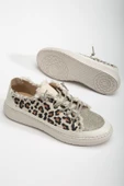 Neva Taşlı Düz Taban Kadın Leopar Kot Sneakers - 3