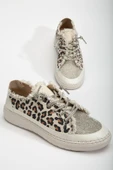 Neva Taşlı Düz Taban Kadın Leopar Kot Sneakers - 2