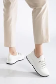 Paris Beyaz Triko Bağcıklı Taşlı Rahat Kalıp Sneaker - 4