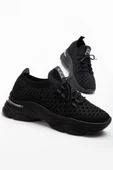 Edwin Siyah Triko Bağcıklı Yüksek Topuk Rahat Kalıp Sneaker - 2