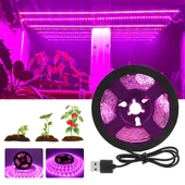 Tam Spektrum Bitki Büyütme Şerit Işık 5V USB Uç 1 mt Dış Mekan - 6