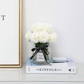 Nettenevime Yapay Çiçek Krizantem Kartopu Beyaz 5 Kafalı Demet Cipsolu thumbnail 5