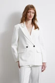 Klasik Poliviskon Ceket Ekru - 3