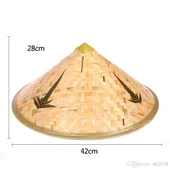 Naturel Renk Cambodia Kamboçyalı Vietnam Şapkası PVC Hasır - 2