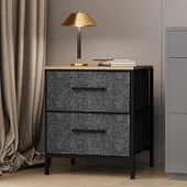 2 Çekmeceli Çok Amaçlı Dolap Komodin Sehpa Füme 1587 - 1