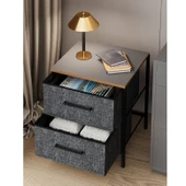 2 Çekmeceli Çok Amaçlı Dolap Komodin Sehpa Füme 1587 - 2