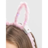 Led Işıklı Peluş Tavşan Kulak Taç Pembe - 3