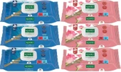 Komili Islak Havlu Mendil 90 Yaprak Karma 6 Lı Set (Okyanus Esintisi-Gül Kokulu) 540 Yaprak - 1