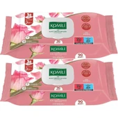 Komili Islak Havlu Mendil 90 Yaprak Gül Kokulu (2 Li Set) Pratik Kapaklı (180 Yaprak) thumbnail 1