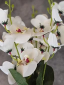 45 cm Yapay Islak Orkide Dekorasyon Beyaz Orkide Demeti thumbnail 3