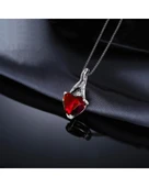 Kırmızı Taşlı Kırılmaz Kalp Kadın Gümüş Kolye thumbnail 4