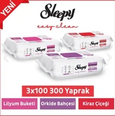 Sleepy Easy Clean Lilyum Buketi + Orkide Bahçesi + Kiraz Çiçeği 3X100 (300 Yaprak) - 1