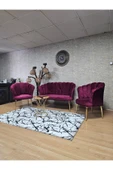 Gold Kaplama Sivriltme Ayak Bordo Döşeme Papatya Çay Seti Koltuk Takımı , Balkon, Salon, Ofis, Cafe Koltuk Takımı thumbnail 5