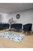 Gold Kaplama Tel Ayak Siyah Döşeme Papatya Çay Seti Koltuk Takımı , Balkon, Salon, Ofis, Cafe Koltuk Takımı thumbnail 6