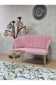 İkili Gold Kaplama  Tel Ayak Pembe Döşeme Papatya Çay Seti Koltuk Takımı , Balkon, Salon, Ofis, Cafe Koltuk Takımı - 4