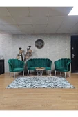 Beyaz Boyalı Sivriltme Ayak Yeşil Döşeme Papatya Çay Seti Koltuk Takımı , Balkon, Salon, Ofis, Cafe Koltuk Takımı thumbnail 1