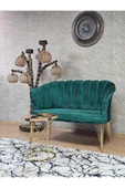 İkili Gold Kaplama  Tel Ayak Yeşil Döşeme Papatya Çay Seti Koltuk Takımı , Balkon, Salon, Ofis, Cafe Koltuk Takımı - 3