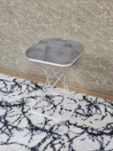 Kare Beyaz  Boyalı Pota - Gri Babyface Kumaş  Puf , Bench , Puf Oturak , Bench , Ayak Ucu Oturak , Tabure , Makyaj Oturak thumbnail 3