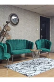 Krom Kaplama Sivriltme Ayak Yeşil Döşeme Papatya Çay Seti Koltuk Takımı , Balkon, Salon, Ofis, Cafe Koltuk Takımı thumbnail 5