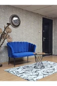 İkili Siyah Boyalı Sivriltme Ayak Mavi Döşeme Papatya Çay Seti Koltuk Takımı , Balkon, Salon, Ofis, Cafe Koltuk Takımı - 2